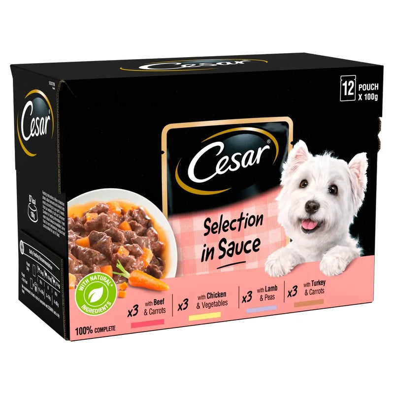 Cesar Deliciously Fresh Dog Pouches Favourites In Sauce 12x100g