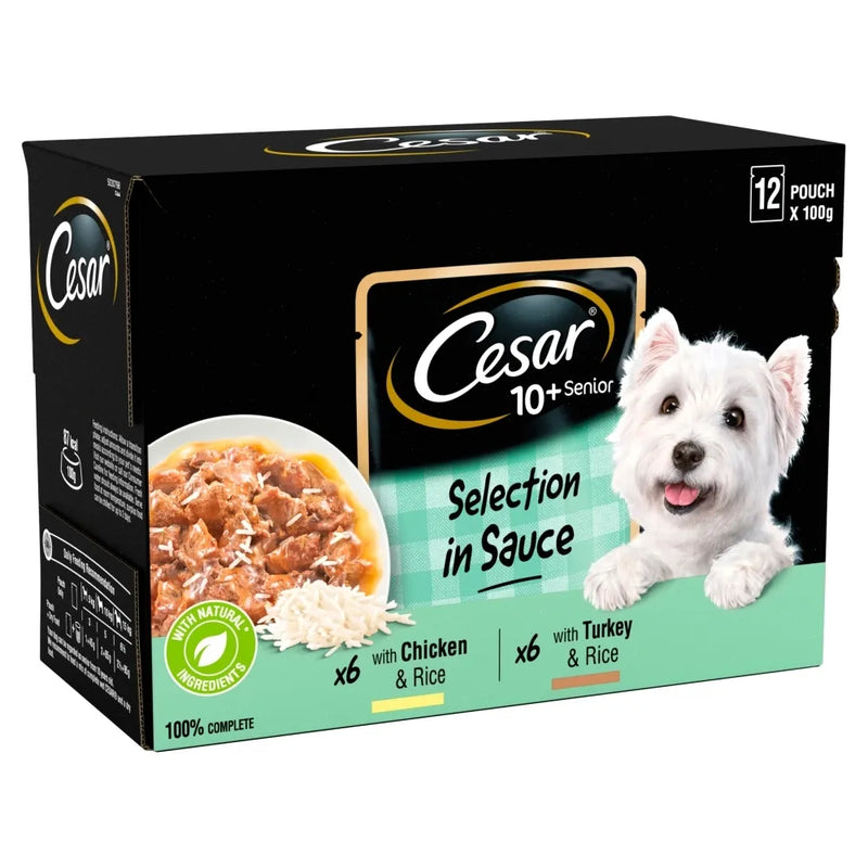 Cesar Senior Dog Pouches Mixed Selection In Sauce 12x100g