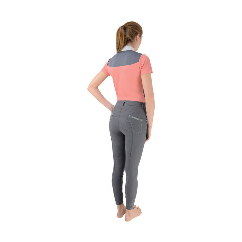 hyfashion cottesmore ladies breeches -coral/grey